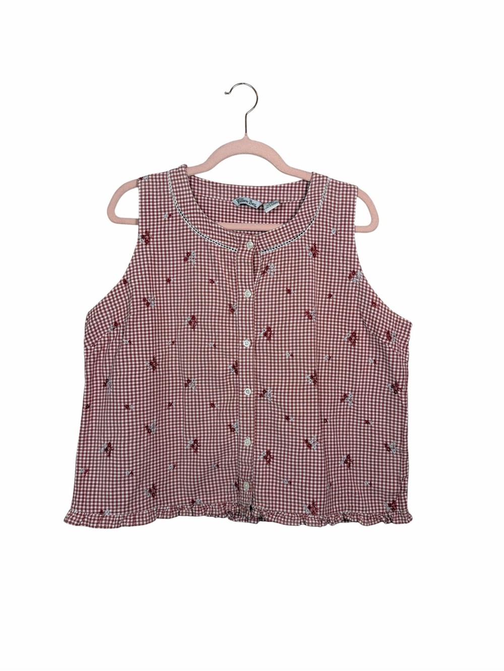 Vintage Willow Bay Gingham Embroidered Vest Women’s XL 18 Cottagecore